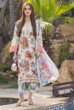 Cream Floral Printed Lawn Suit with Blue Trousers Rangrez by Sakeena Hasan RBS2