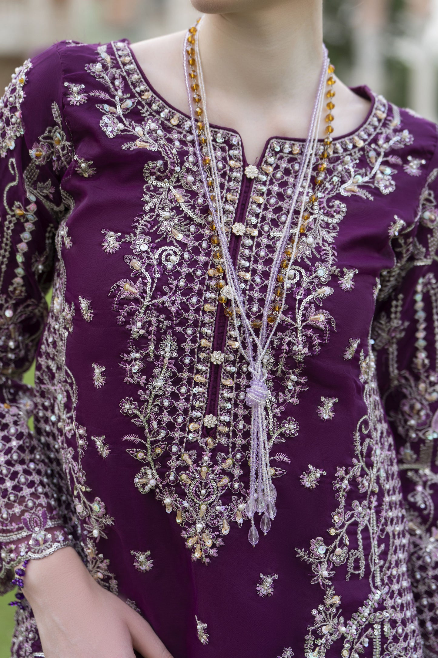 Silver 3pc Organza Handwork Sharara Suit – The Occasion OS1