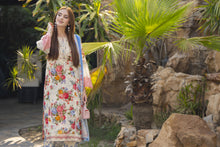 Cream Floral Printed Lawn Suit with Blue Trousers Rangrez by Sakeena Hasan RBS2
