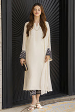 Cream 3pc Linen Dress with Chiffon Dupatta – Linen Aura by Miski LAM1