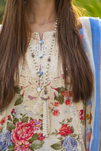 Cream Floral Printed Lawn Suit with Blue Trousers Rangrez by Sakeena Hasan RBS2