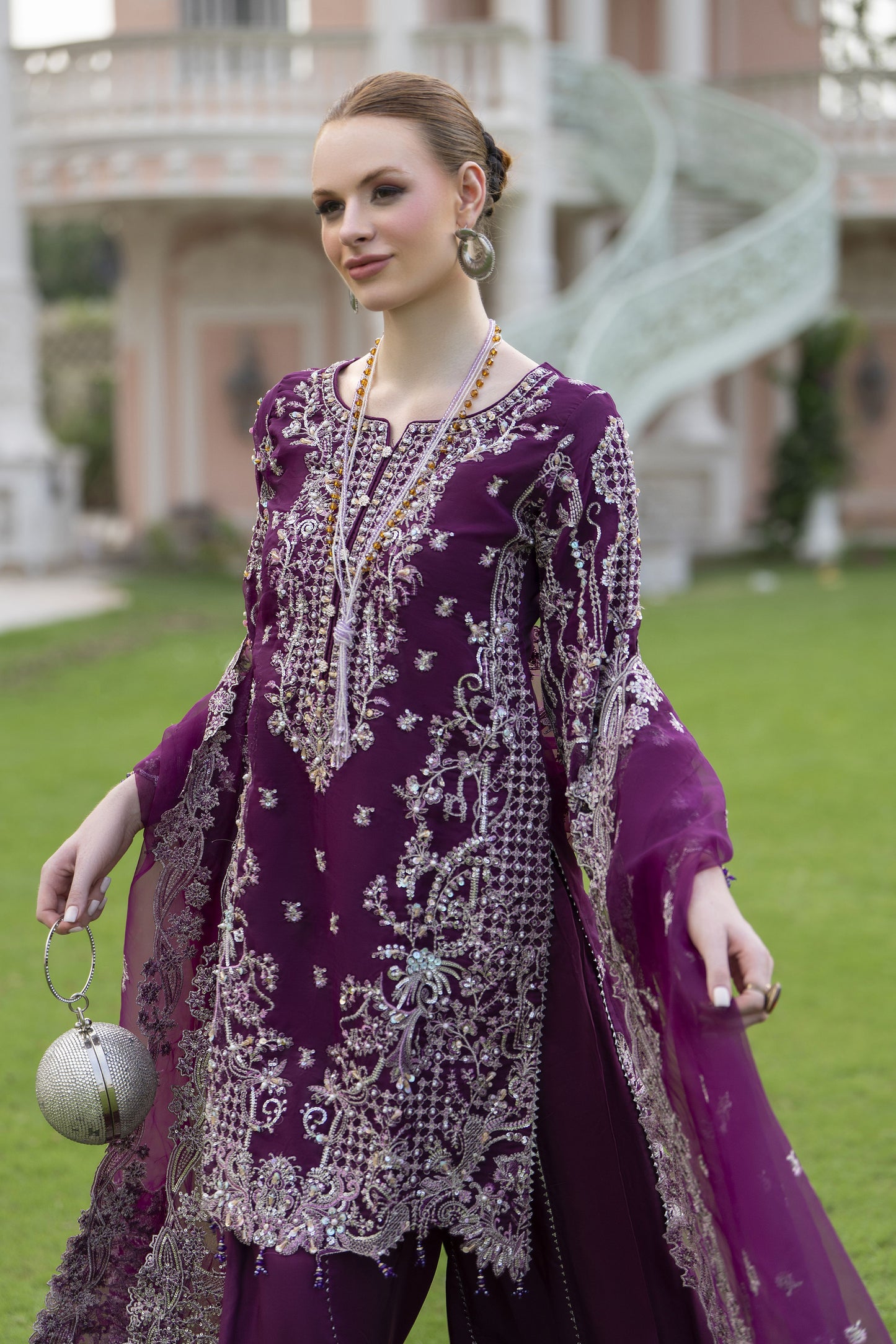 Silver 3pc Organza Handwork Sharara Suit – The Occasion OS1