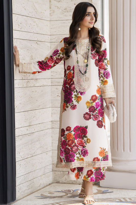Zaiwa Winterlite 2 Pc Poly Silk Printed & Embroidered Suit ZWL13