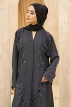 Zaina Veil of Grace – Hand Embellished Charcoal Grey Abaya ZMD1