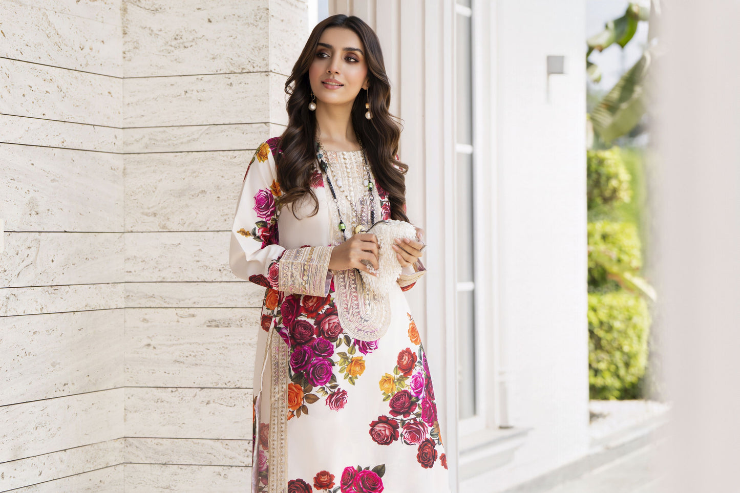 Zaiwa Winterlite 2 Pc Poly Silk Printed & Embroidered Suit ZWL13