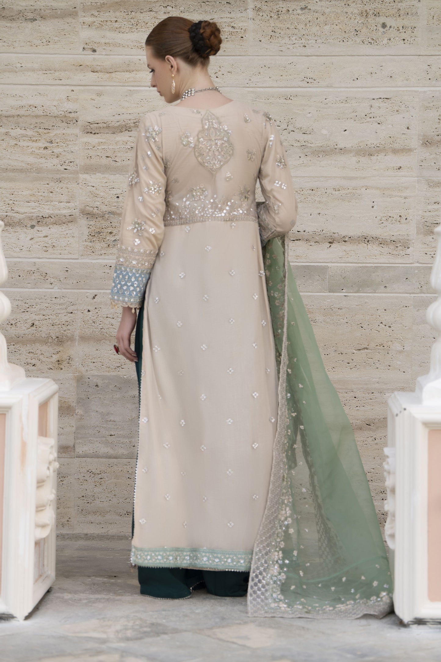 Silver 3pc Handwork Long Shirt with Contrast Trousers – The Occasion OS6