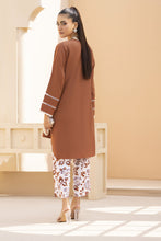 Brown Solid and Printed Linen 2pc Ready to Wear Dress by Gul Warun LDG8