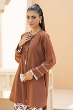 Brown Solid and Printed Linen 2pc Ready to Wear Dress by Gul Warun LDG8