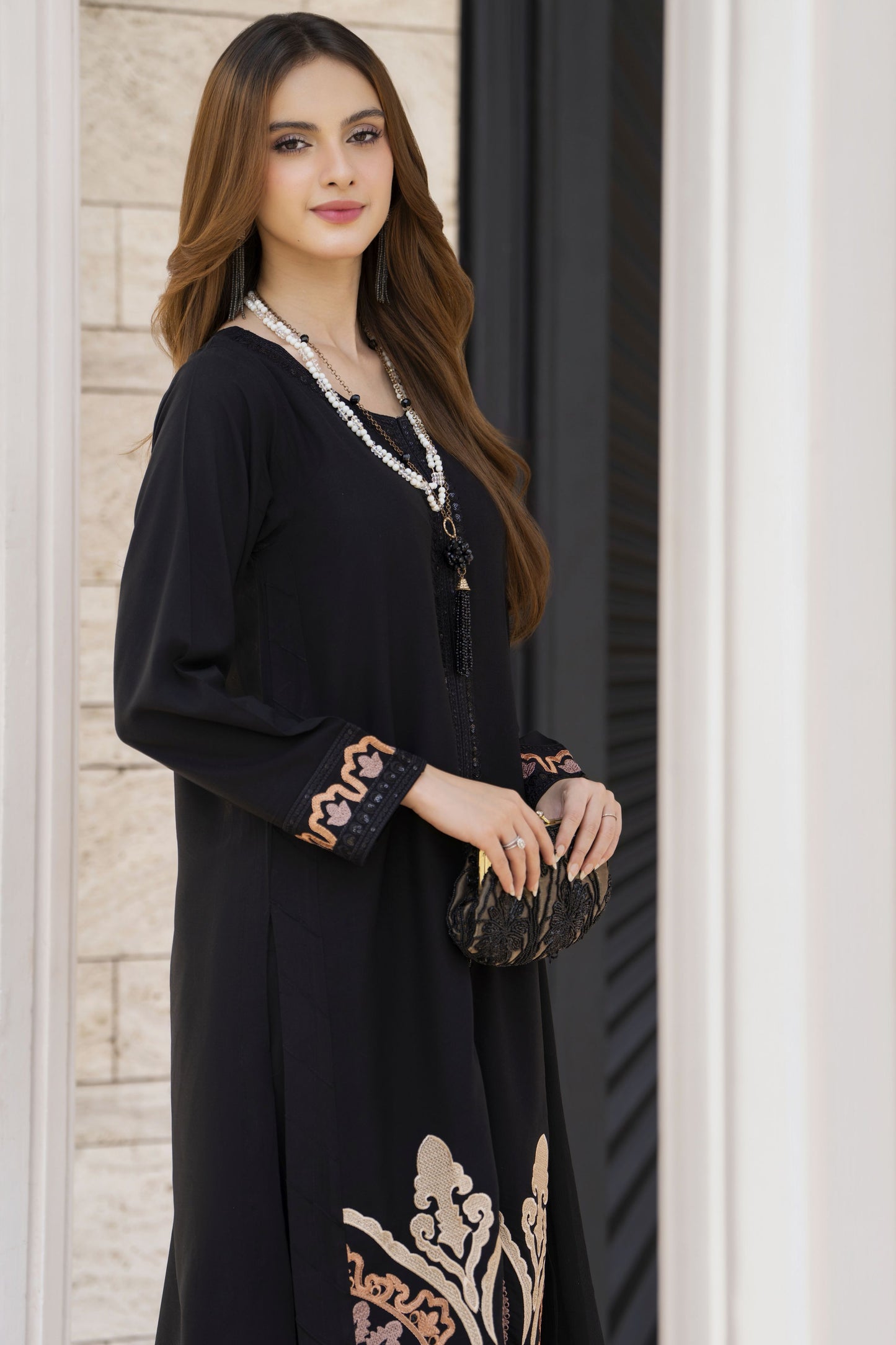 Black Embroidered 3pc Linen Women Dress – Linen Aura by Miski LAM7