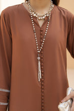 Brown Solid and Printed Linen 2pc Ready to Wear Dress by Gul Warun LDG8