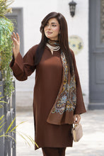 Chocolate Brown 3-Piece Poly Raw Silk Suit with Printed Silk Scarf | Essentials by Miski – EBM3