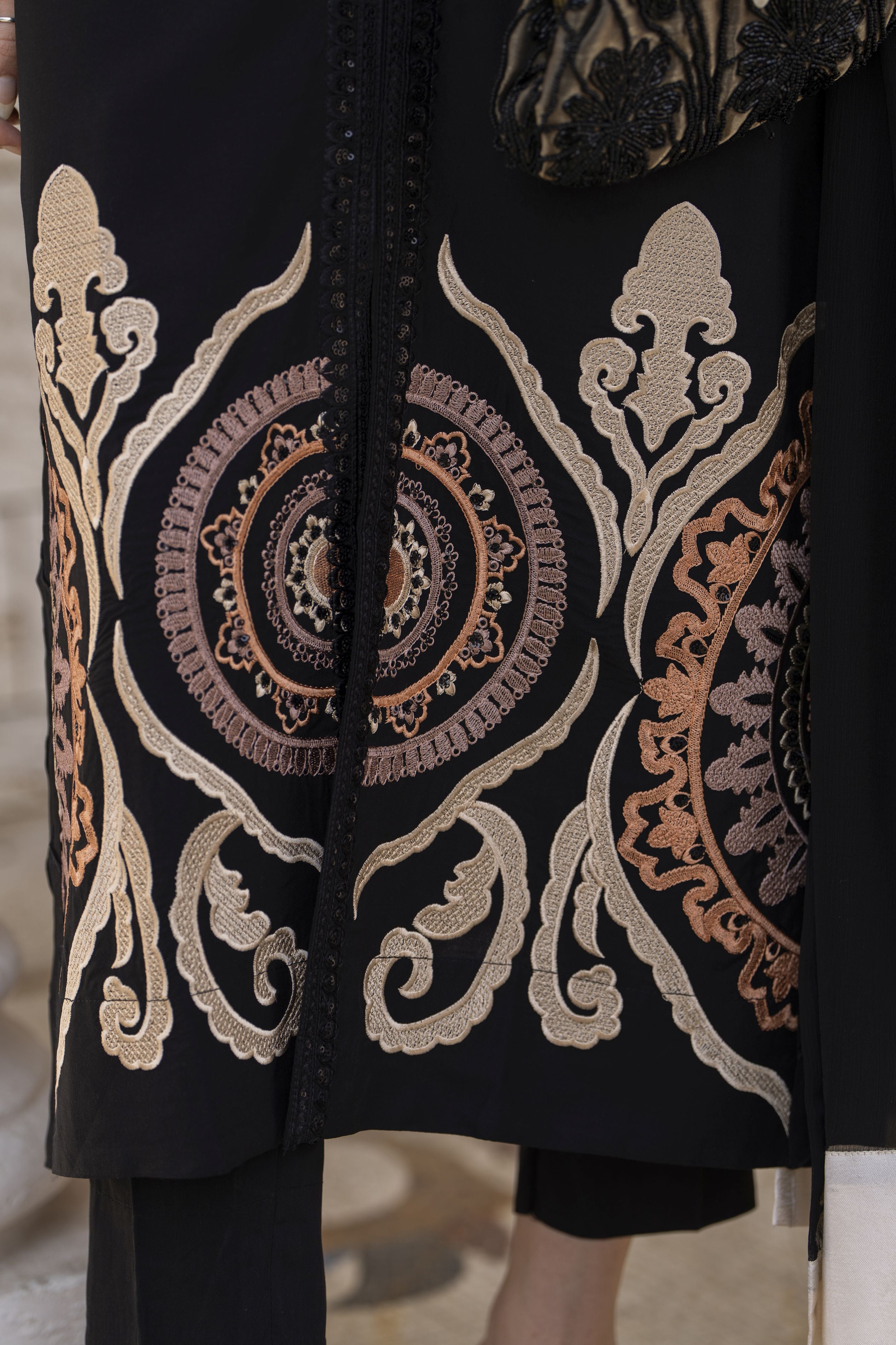 Black Embroidered 3pc Linen Women Dress – Linen Aura by Miski LAM7