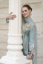Silver 3pc Chiffon Handwork Suit with Wide-Leg Trousers – The Occasion OS5