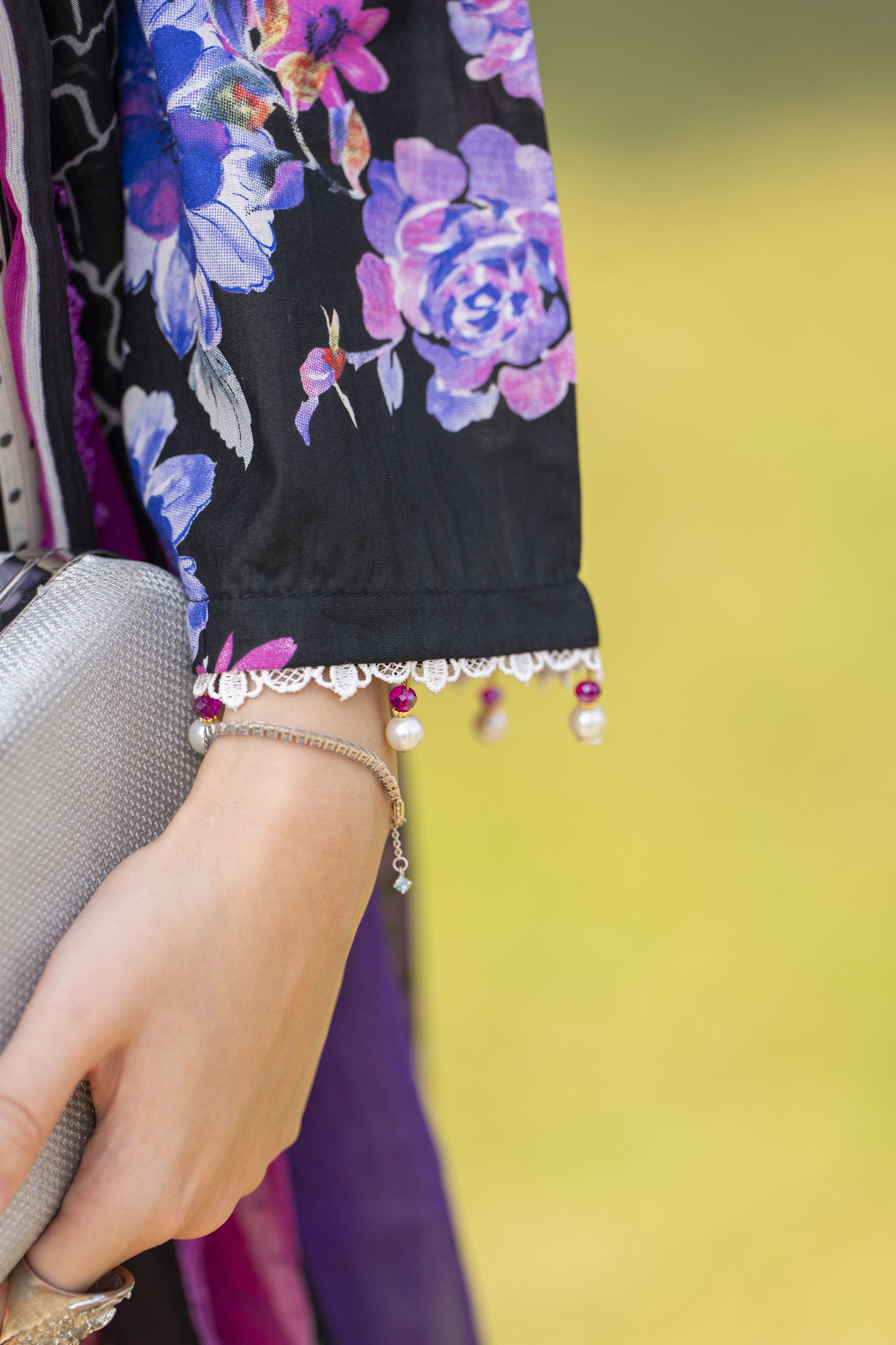 Black Floral 3pc Embroidered Lawn Suit Rangrez by Sakeena Hasan RBS8