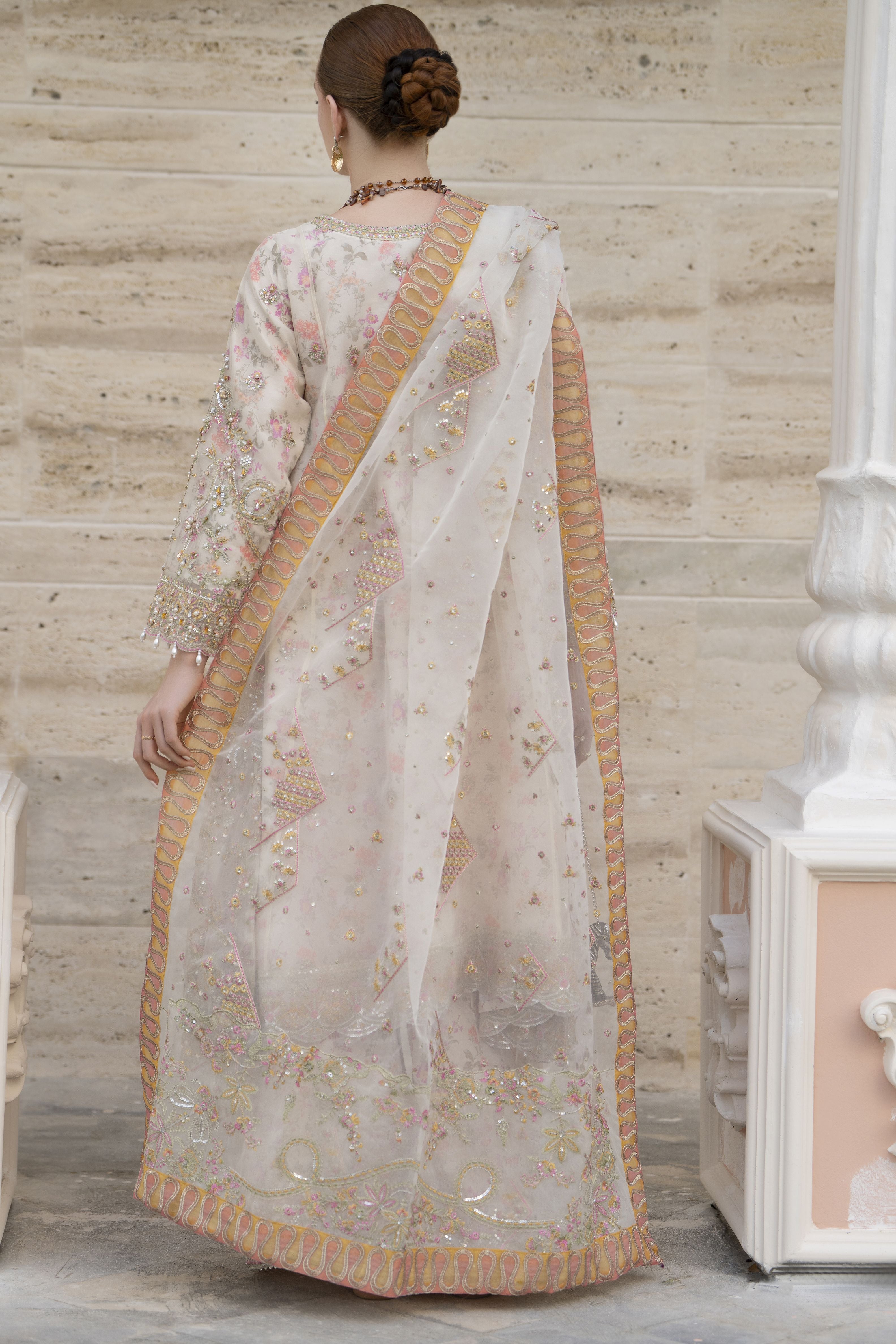 Silver 3pc Organza Handwork Frock with Sharara – The Occasion OS3
