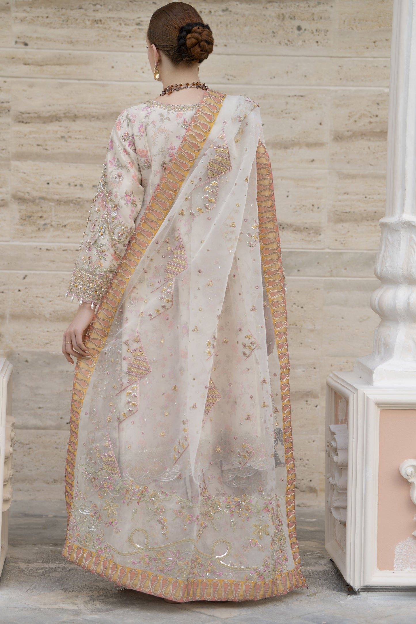 Silver 3pc Organza Handwork Frock with Sharara – The Occasion OS3