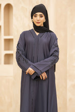 Zaina Veil of Grace – Hand Embellished Steel Grey Abaya ZMD5