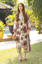 Cream & Maroon Floral Chikankari 3pc Lawn Suit Rangrez by Sakeena Hasan RBS7