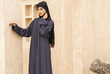 Zaina Veil of Grace – Hand Embellished Steel Grey Abaya ZMD5