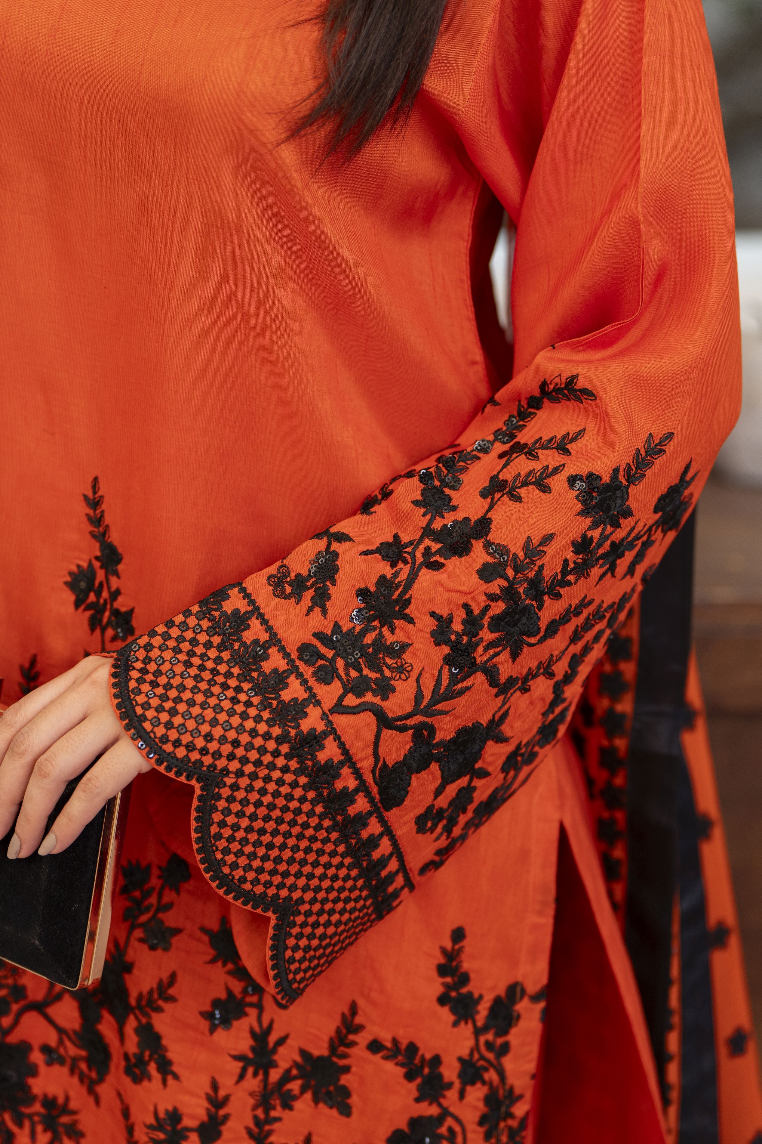 Burnt Orange 3PC Farshi Shalwar Suit by Bahaar e Gul Warun BGW09