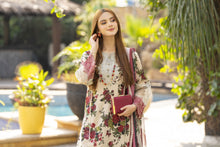 Cream & Maroon Floral Chikankari 3pc Lawn Suit Rangrez by Sakeena Hasan RBS7