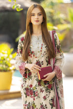 Cream & Maroon Floral Chikankari 3pc Lawn Suit Rangrez by Sakeena Hasan RBS7