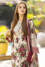 Cream & Maroon Floral Chikankari 3pc Lawn Suit Rangrez by Sakeena Hasan RBS7