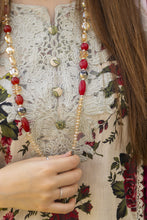 Cream & Maroon Floral Chikankari 3pc Lawn Suit Rangrez by Sakeena Hasan RBS7