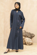 Zaina Veil of Grace – Hand Embellished Slate Blue Abaya ZMD4