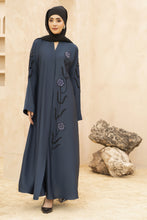 Zaina Veil of Grace – Hand Embellished Slate Blue Abaya ZMD4