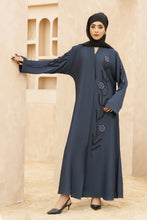Zaina Veil of Grace – Hand Embellished Slate Blue Abaya ZMD4