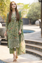 Olive Green Printed Lawn Chikankari Suit Rangrez by Sakeena Hasan RBS3