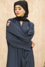 Zaina Veil of Grace – Hand Embellished Slate Blue Abaya ZMD4