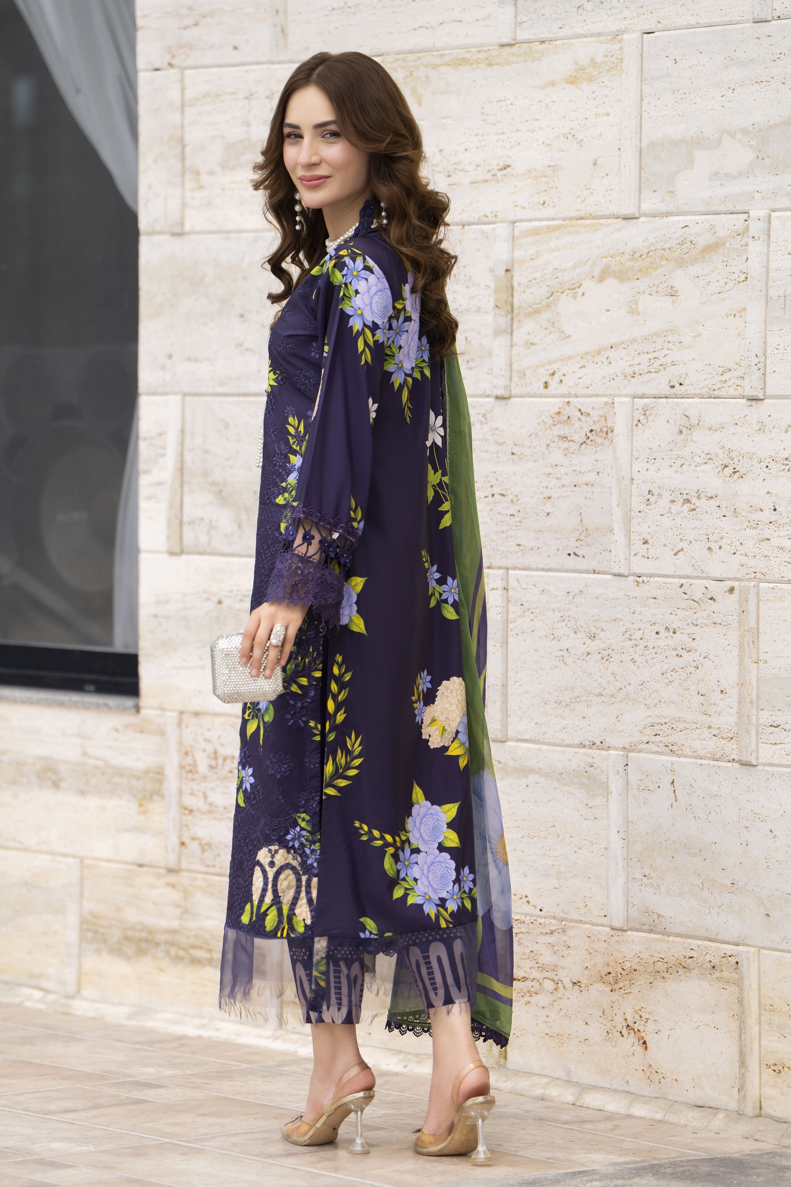 Modern Muse by Arwah – 3pc Printed & Embroidered Grip Suit MMB1
