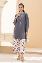 Grey Solid and Printed Linen 2pc Ready to Wear Dress by Gul Warun LDG9