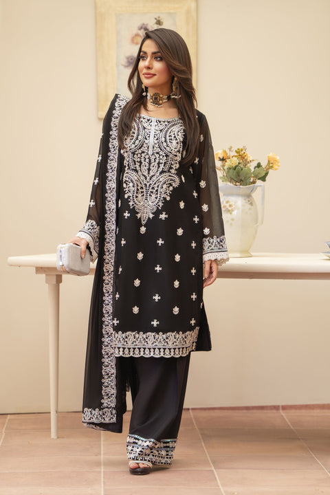 Black & White 3PC Farshi Shalwar Dress by Bahaar e Gul Warun BGW07