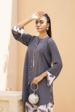 Grey Solid and Printed Linen 2pc Ready to Wear Dress by Gul Warun LDG9