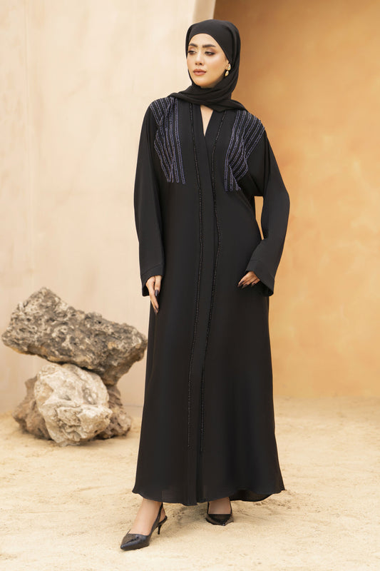 Zaina Veil of Grace – Hand Embellished Classic Black Abaya ZMD6