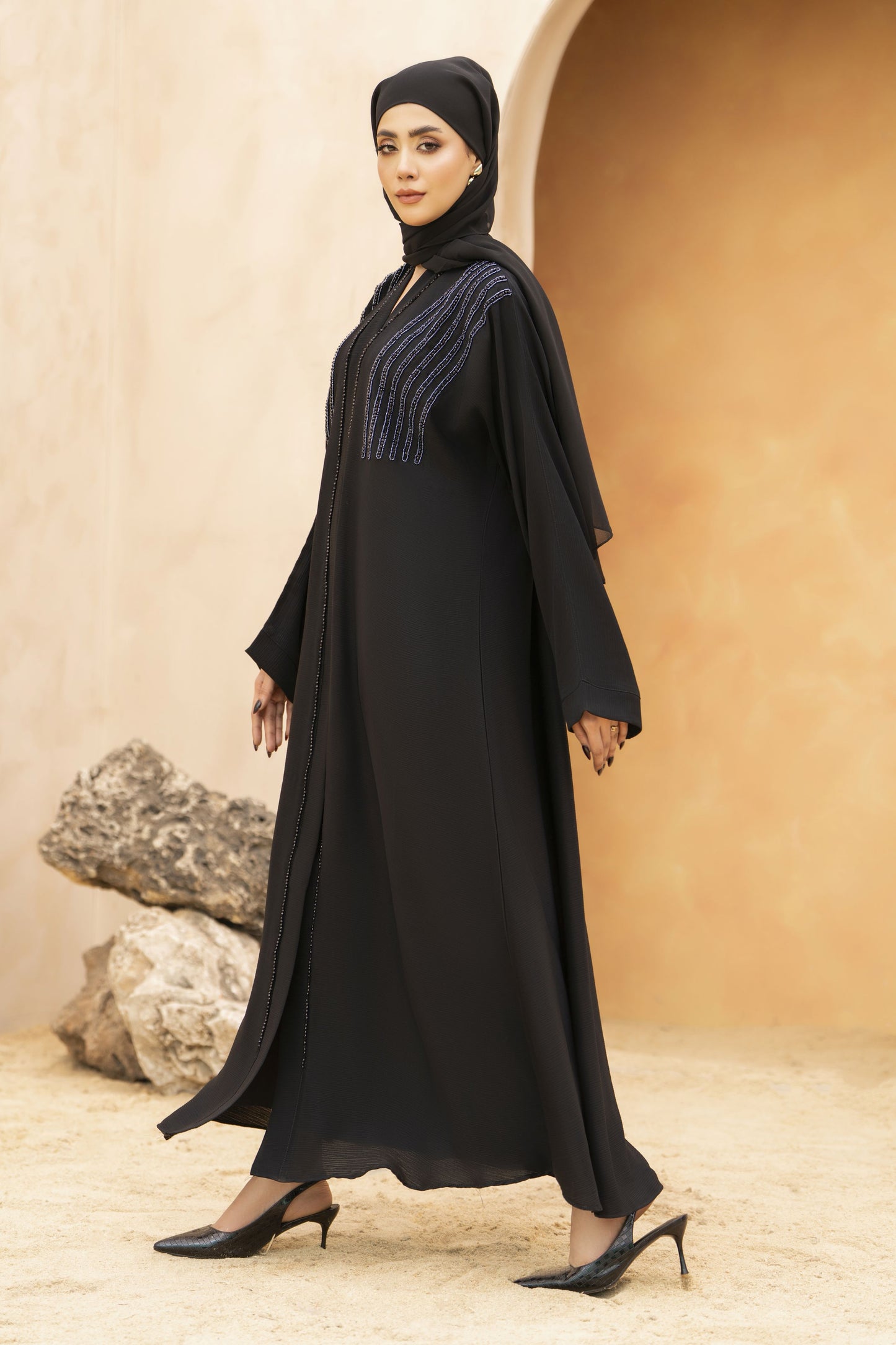 Zaina Veil of Grace – Hand Embellished Classic Black Abaya ZMD6