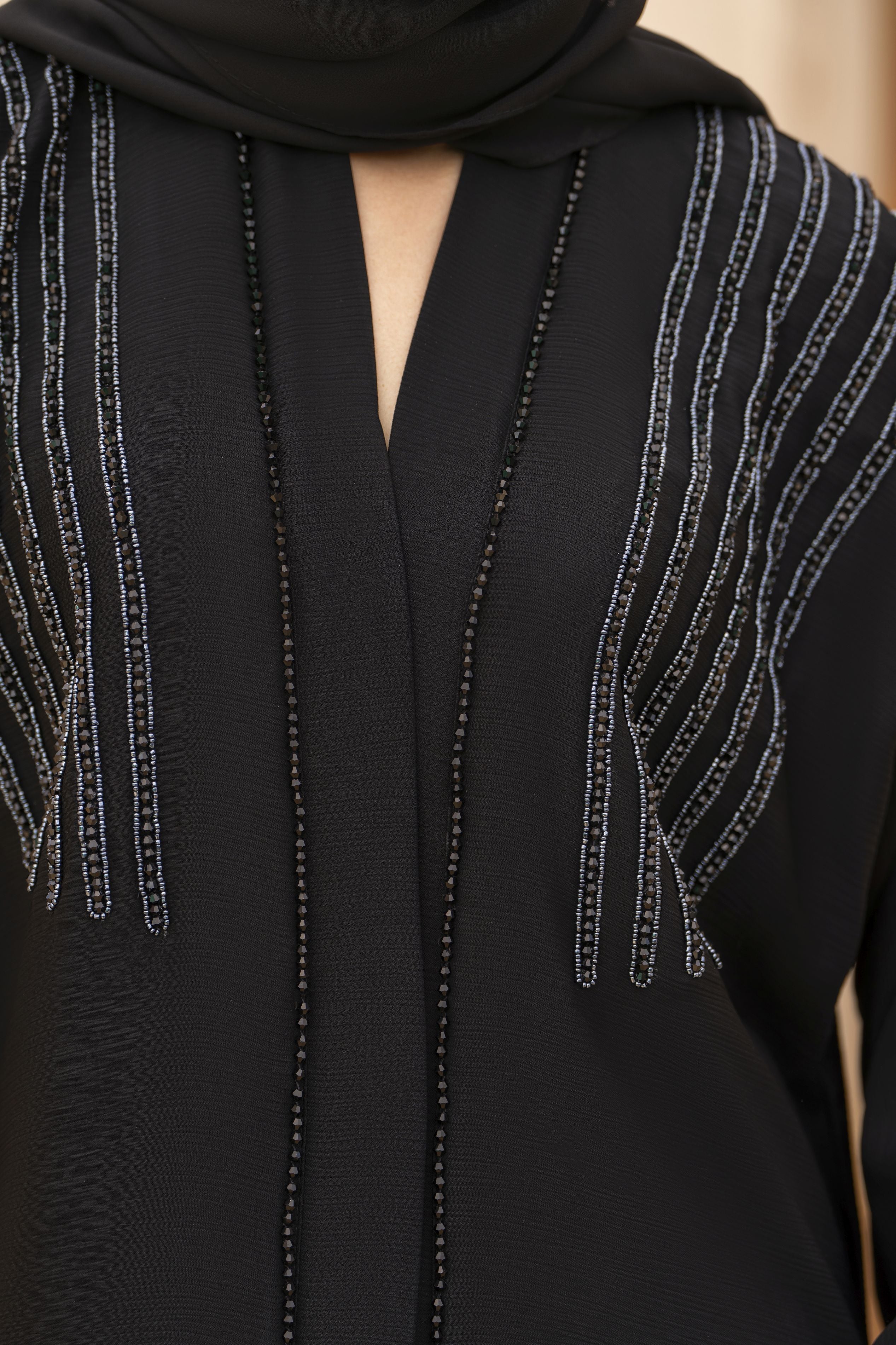 Zaina Veil of Grace – Hand Embellished Classic Black Abaya ZMD6