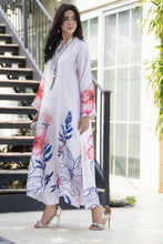 Aleezay 2pc Hand-Embellished Ivory Floral Silk Kaftan – AKF7