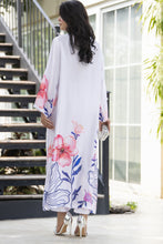 Aleezay 2pc Hand-Embellished Ivory Floral Silk Kaftan – AKF7