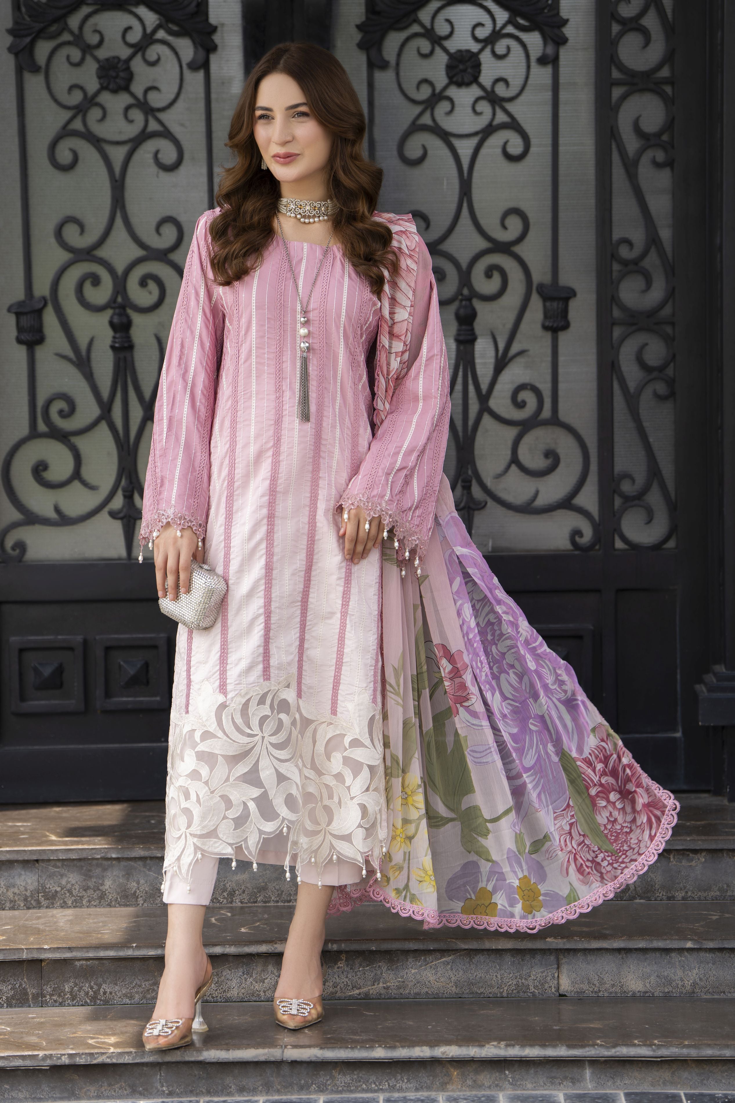 Modern Muse by Arwah – 3pc Printed & Embroidered Grip Suit MMB2