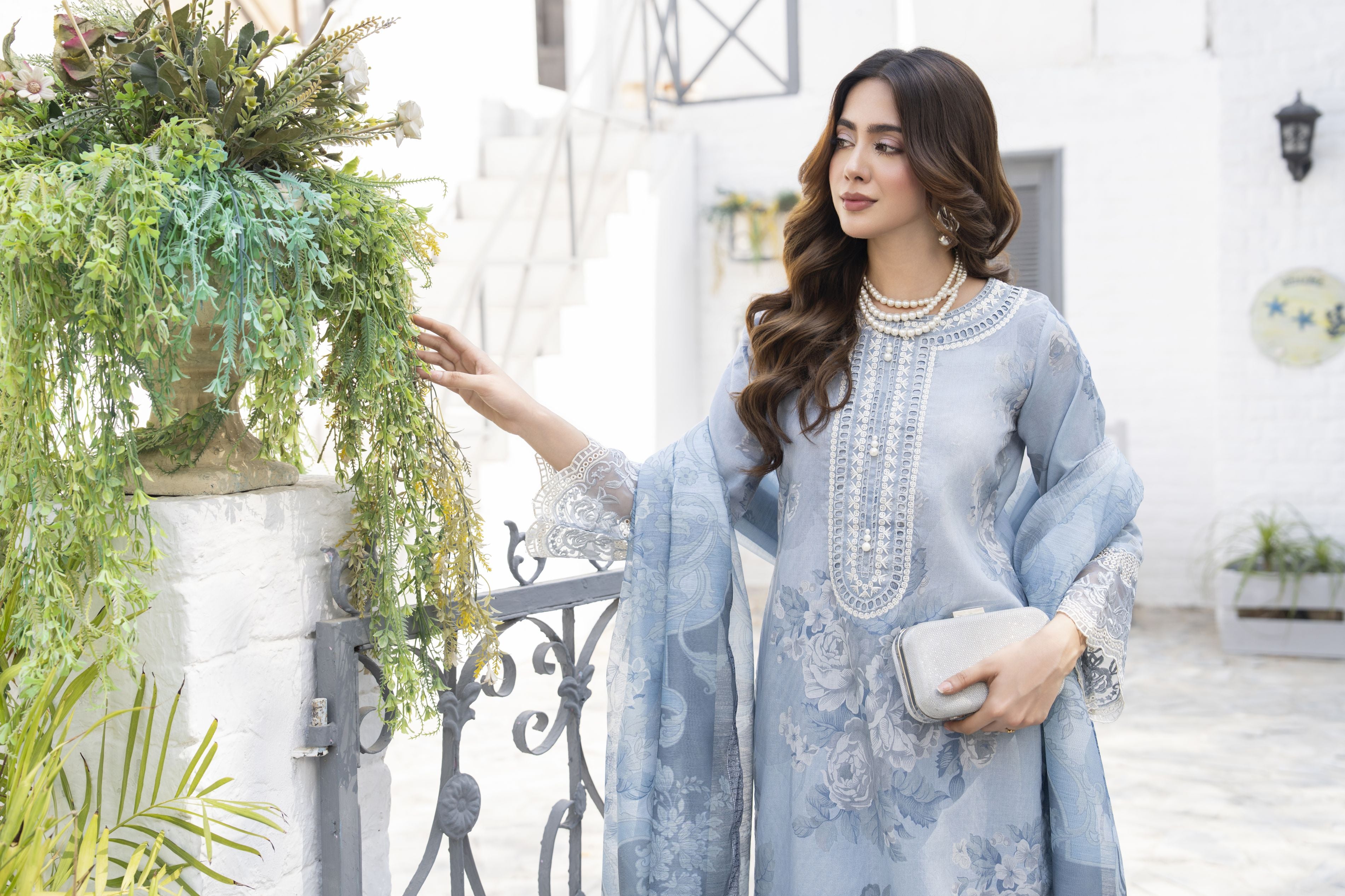 3pc Powder Blue Lawn Ready to Wear Pakistani Women Summer Dress by Zaiwa – LTZ4