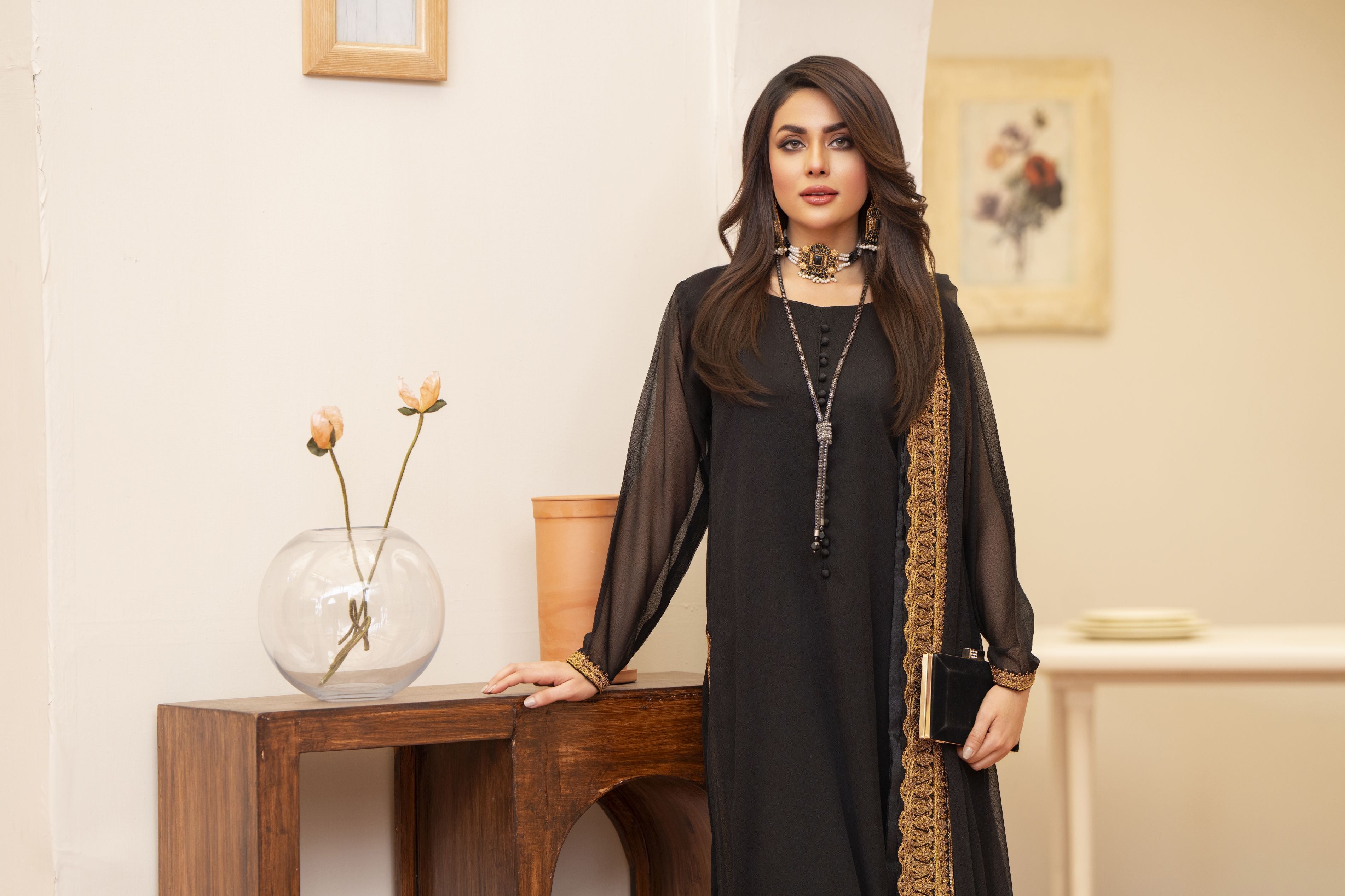 Black 3PC Dress by Bahaar e Gul Warun BGW02