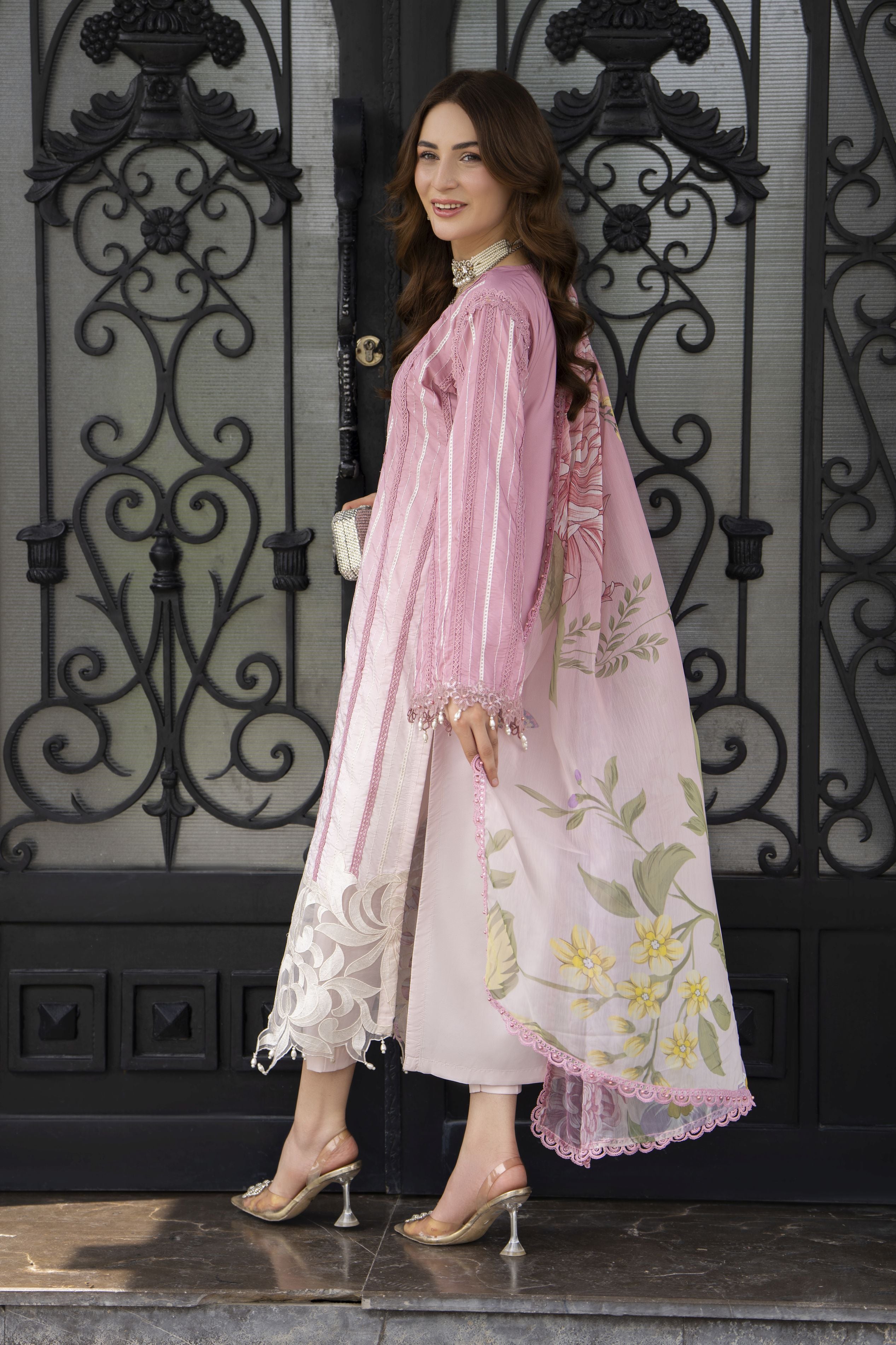 Modern Muse by Arwah – 3pc Printed & Embroidered Grip Suit MMB2