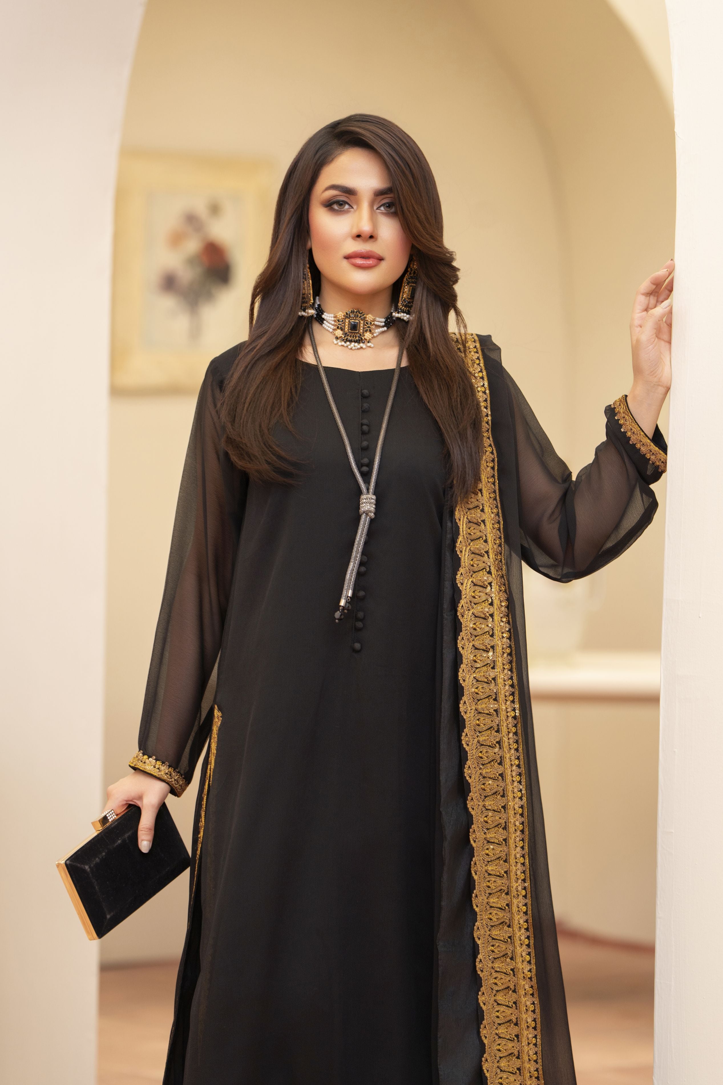 Black 3PC Dress by Bahaar e Gul Warun BGW02