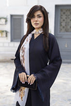 Navy 3-Piece Poly Raw Silk Suit with Printed Silk Scarf | Essentials by Miski – EBM2
