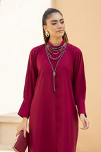 Maroon Solid Linen 2pc Ready to Wear Dress by Gul Warun LDG3