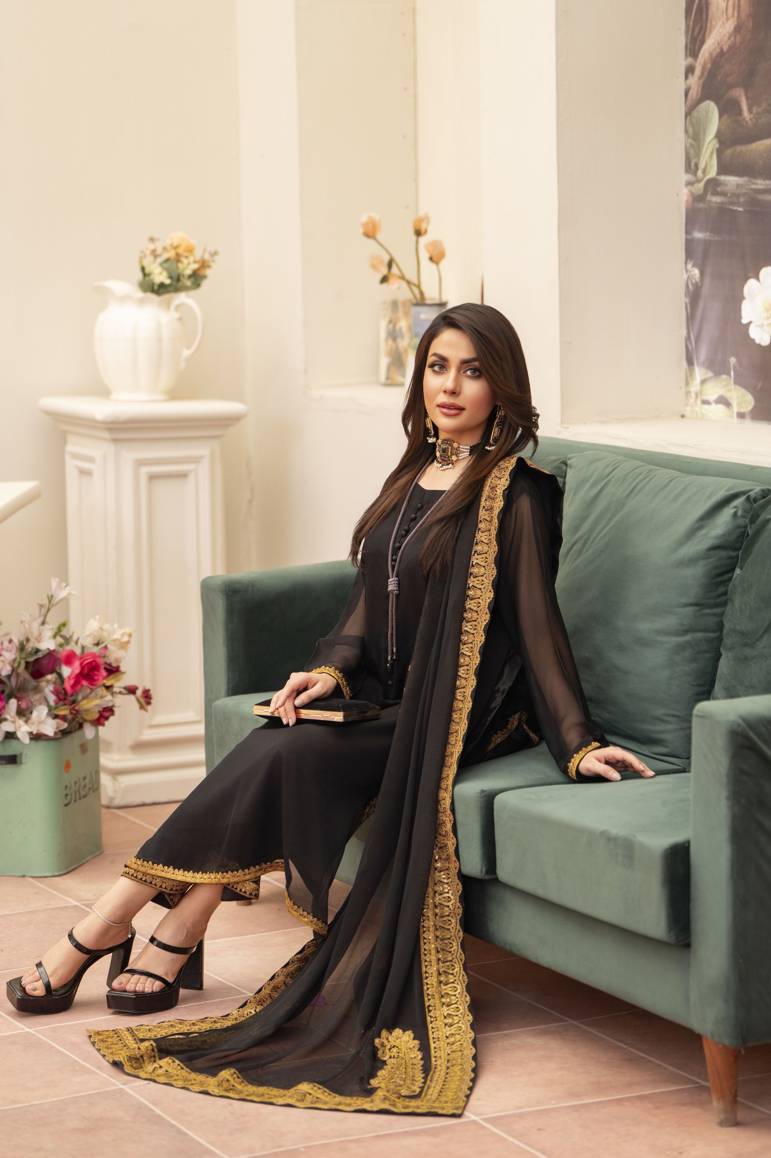 Black 3PC Dress by Bahaar e Gul Warun BGW02